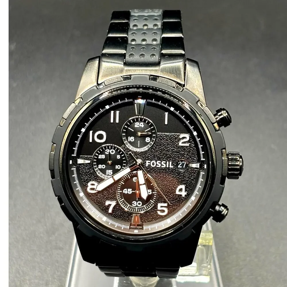 Fossil Dean FS4902 Black Chronograph Steel Silicone Men’s Watch 45mm